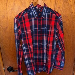 Boy’s Tommy Hilfiger Red and Navy Plaid Button-Down Shirt